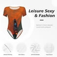 thumbnail image 4 of Fotbe Orange Net Fishing Boat Pattern Women's Crew Neck Short Sleeves Bodysuit Tops Round Neck Slim Sleeveless Soft Comfortable Basic-Small, 4 of 7