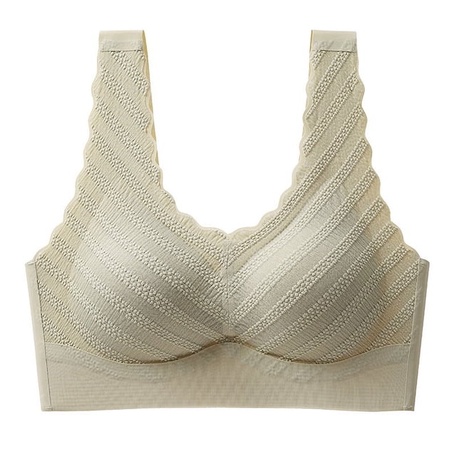 Sujetador deportivo sin costuras con copas fijas de látex de talla grande para mujer, ropa interior de encaje con burbujas vivas, chaleco de belleza inalámbrico fruncido