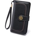 thumbnail image 1 of Wolfrail Women Wallet Large Capacity Leather Wallet Blocking Zip Around Purse, 1 of 5
