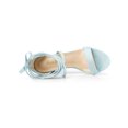 thumbnail image 4 of BLISSFUL STEP Women's Shoes Lace Up Chunky Heels Open Toe Faux Suede Sandals Sky Blue 7, 4 of 8