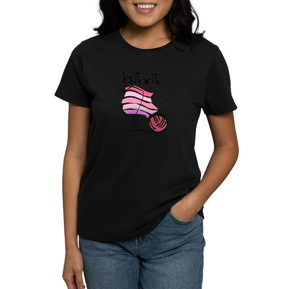 CafePress - Knit Wit Women'S Dark T Shirt - Women's Traditional Fit Dark T-Shirt