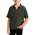 thumbnail image 3 of AJTQTH Waffle Knit T-Shirts for Kids Boys Lightweight Casual Summer Short Sleeve V Neck Basic Solid Color Athetic Tees School Fashion Collared Henley Tshirt Tops Army Green 5-6 Years, 3 of 9