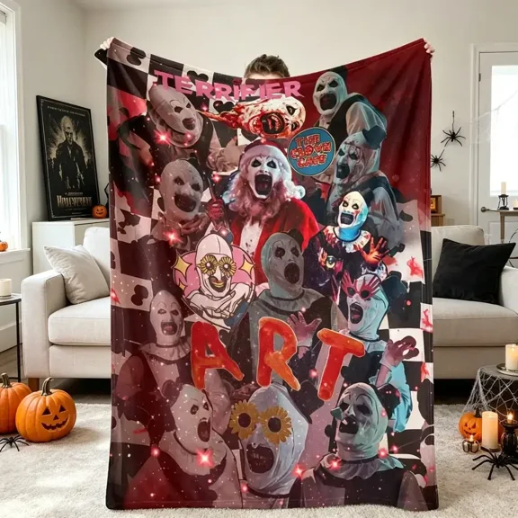 Terrifier Art The Clown Flannel Blanket for Adults & Kids, Super Soft Plush Fleece Throw Blanket