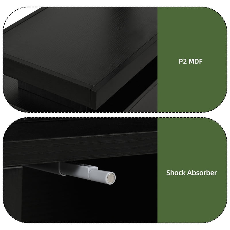 Uforic TV Stand with Mount & Power Outlet, LED TV Mount for 55/60/65 inch TVs, Height Adjustable, Black