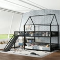 thumbnail image 3 of Full Metal House Bunk Bed with Storage Stairs, Slide, Safety Rails, Black, 3 of 27
