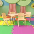 thumbnail image 2 of Flash Furniture Emmy 25.125"W x 35.5"L Crescent Natural Plastic Height Adjustable Activity Table Set with 4 Chairs, 2 of 10