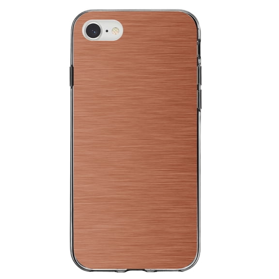 DistinctInk Clear Shockproof Hybrid Case for iPhone 7 8 SE (2020 Model) 4.7" Screen TPU Bumper Acrylic Back Tempered Glass Screen Protector - Orange Stainless Steel Image - Printed Image of Stainless