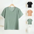 thumbnail image 1 of Qtocio T-Shirts pour Femmes, Mode Été Décontractée Couleur Unie Manches Courtes Froncées Col Rond T-Shirts Confortables Tuniques Douces Respirantes, 1 of 4