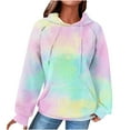 thumbnail image 2 of Craaazy Hoodies For Women Waffle Hooded Sweater Long Sleeve Casual Drawstring Tie-dye Pullover Pocket Tops Womens Tops, 2 of 5