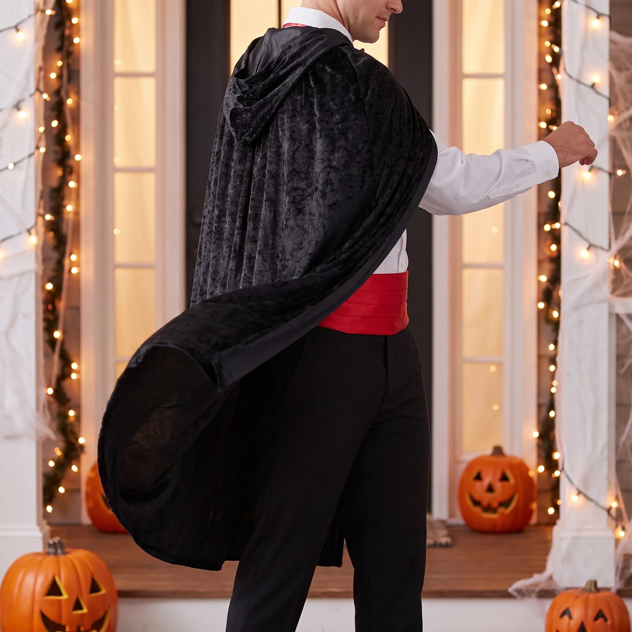Velvet Cape Costume Accessory for Adults, Black, One Size, Halloween by Way To Celebrate
