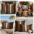 thumbnail image 5 of Brown Beige Striped Outdoor Waterproof Pillow Covers, Modern Farmhouse Retro Lines Decorative Rectangle Throw Pillowcase Sofa Cushion Sham for Patio/Couch/Chair, 20"x12" 2 Pack, 5 of 8