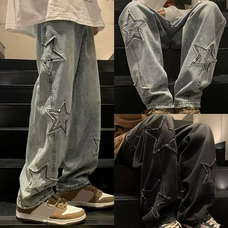 CENL Y2K Vintage Mens Streetwear Star Aesthetic Straight CENL Y2K Vintage Mens Streetwear Star Aesthetic Straight