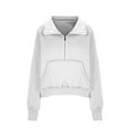 thumbnail image 4 of Timegard Half Zip Pullover for Women Cropped Long Sleeve Tops Sweatshirts Thumb Hole Fall Solid Color Tops, 4 of 6