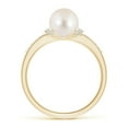 thumbnail image 2 of ANGARA Freshwater Cultured Pearl Ring with Diamond Collar in 14K Yellow Gold for Women | June Birthstone, Birthday, Anniversary, Jewelry Gift for Women | Pearl Ring, 2 of 8