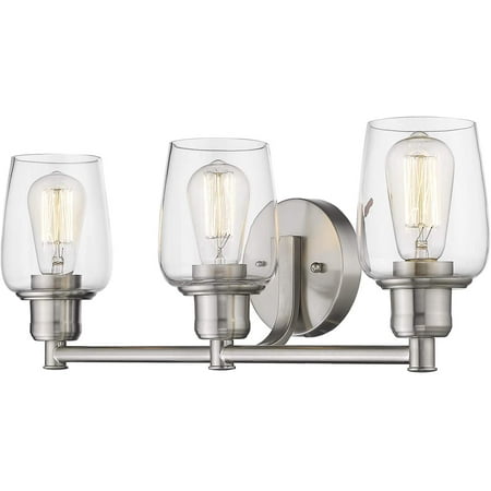 

MANXING 3-Light Brushed Nickel Vanity Light Bathroom Light Fixture with Clear Glass Shade 6005-3 BN