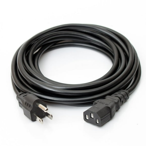 PrimeCables 15Ft 18AWG Universal Power Cord Cable, 5-15P to C13, 10A/125V, Black