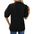 thumbnail image 5 of UVN Summer Blouses for Women Short Sleeve Shirts Ladies Hollow Out Lace Blouse V Neck Dressy Casual Tops, 5 of 9