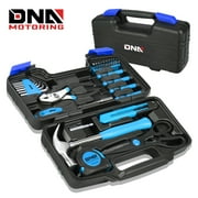 DNA Motoring TOOLS-00008 Blue 39 PCs Portable TooL Kit Household Hand Toolbox General Repair Screwdriver Pliers Hammer Hex Set