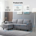 thumbnail image 2 of Puremind 78Inch Small L Shaped Sectional Sofa with Storage Ottoman and Side Pocket, Linen Sectional Couch for Living Room/Small Spaces, Light Gray, 2 of 7