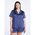thumbnail image 2 of Joyspun Women’s Stretch Satin Short Sleeve Top and Shorts Pajama Set, Sizes XS-3X, 2 of 6