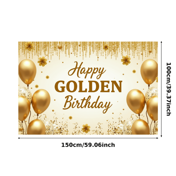 Golden Glitter Happy Birthday Banner Party Decoration Backdrop for Birthday Parties Photography Props Photo Booth Backgrounds Celebrations