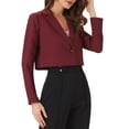 thumbnail image 4 of Allegra K Women's Long Sleeve Open Front Notched Lapel Business Cropped Blazer Jackets XS Dark Red, 4 of 5
