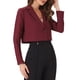 thumbnail image 4 of Blazer de mujer Allegra K de manga larga, abierto por delante, con solapa muesca, estilo de negocios, corto, color rojo oscuro, talla S, 4 of 5