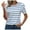 BU1, variant on Women Summer Fashion Bubble Sleeve Striped T Shirt V Neck Soft Breathable Casual Wear