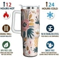 thumbnail image 4 of 40oz Tumbler with Handle and Straw, Stainless Steel Insulated Travel Mug, Leak Proof Lid Straw Cover, Reusable Cold Hot Drinkware for Adults, Dishwasher Safe Coffee Cup, Leopard Print, 4 of 6