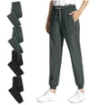 thumbnail image 4 of Mens Stretch Active Pants Stylish Casual Drawstring Pants Outdoor Comfy Lightweight Travel Hiking Work Pants with Zipper Pockets Light Gray 4XL, 4 of 5