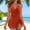 Brick Red, variant on Stylish Women's Swimwear V Neck Hollow Long Sleeve Bathing Suit with Lace Design and Bow for Beach and Pool
