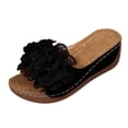 thumbnail image 3 of CAIXIA Floral Sandals Summer Platform Sandals for Women Open Toe On Floral Design Breathable Wide Width Casual Beach Footwear,Black, 3 of 9