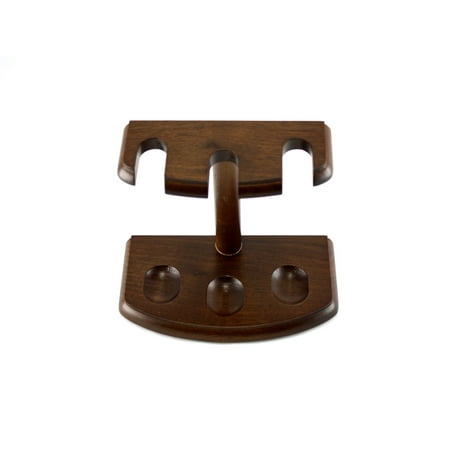 Skyway 3 Pipe Wood Tobacco Pipe Stand Rack Holder Dark Brown