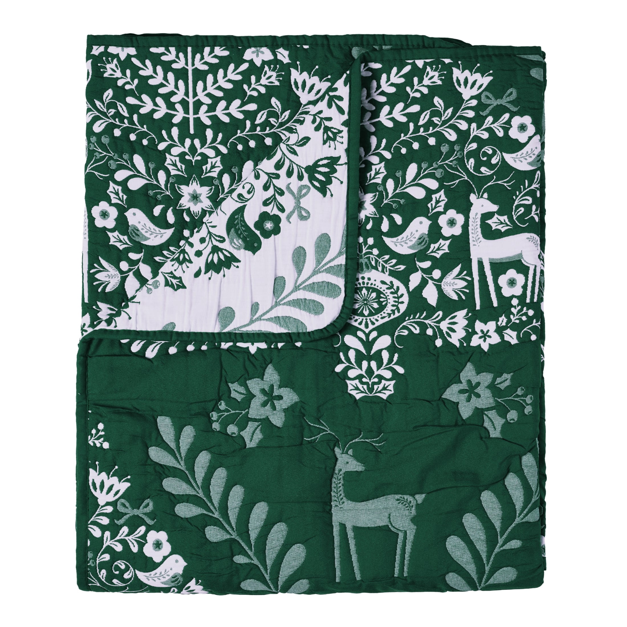 Greenland Home Noella Green Holiday Matelassé Reversible Throw Blanket, 50" x 60"