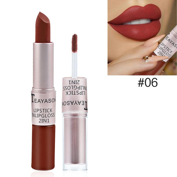 11 Brillo de labios 2 en 1, lápiz labial mate resistente al agua, lápiz labial antiadherente de larga duración