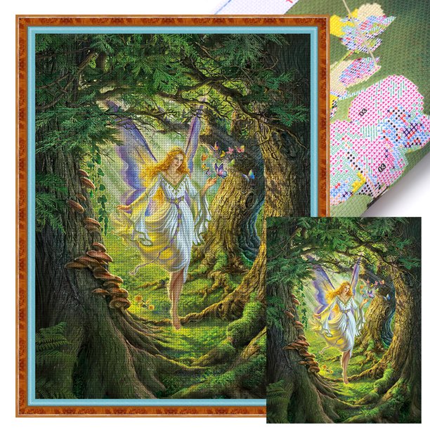 Hilo Algodón Ecológico Bordado 11CT Elfo en Punto Cruz Del 50x65cm