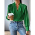thumbnail image 4 of Womens Tops Trendy 2025 Long Sleeve Shirts Blouses Dressy Casual Spring Summer Business Outfits Green M, 4 of 9