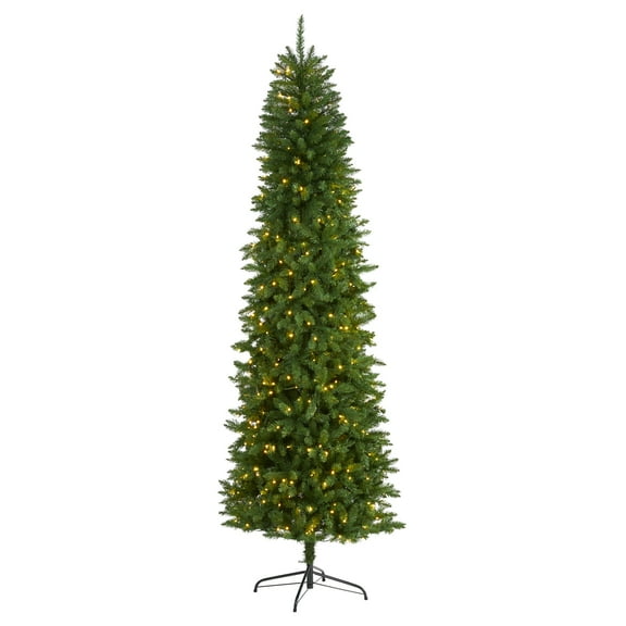 Nearly Natural 7.5' Slim Green Mountain Pine Christmas Tree with 350 Clear LED Lights