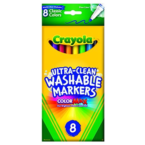 Crayola Ultra Clean Washable Markers, Fine Line Markers, School Supplies, 8 Count