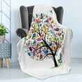 thumbnail image 4 of Birds Soft Flannel Fleece Throw Blanket, Big Group of Aves in Various Shapes and Colors on a Tree Doodling Singing Flying, Cozy Plush for Indoor and Outdoor Use, 50" x 60", Multicolor, by Ambesonne, 4 of 5