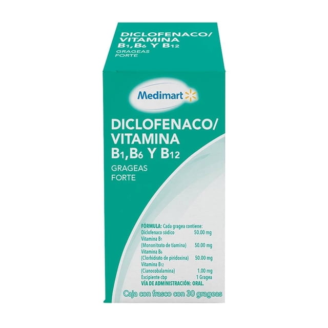 Diclofenaco/Vitaminas Forte Medimart 30 grageas