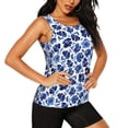 thumbnail image 2 of Lsque Blue Roses Printed Workout Tank Tops for Women, Athletic Sports Tank Tops, Compression Sleeveless Dry Fit Shirts,Sleeveless Yoga Shirt-Large, 2 of 9