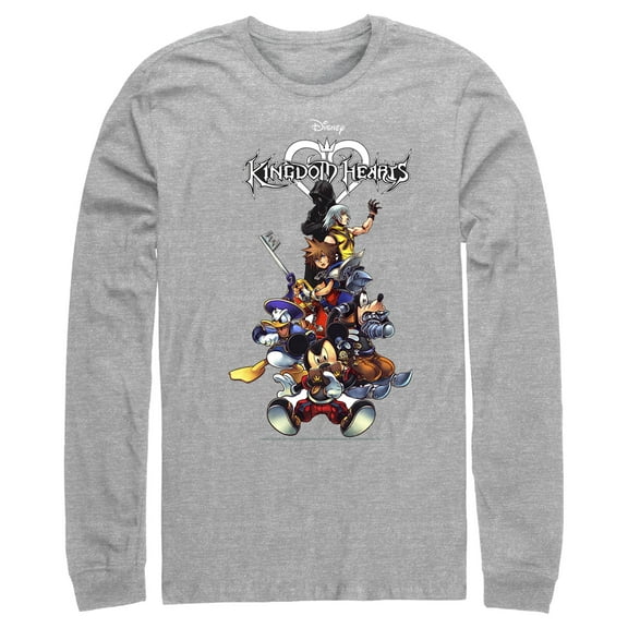 Men's Kingdom Hearts Coded Box Art Long Sleeve Shirt Athletic Heather Small