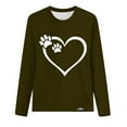 thumbnail image 4 of Womens Graphic Long Sleeve Tees Love Print Heart Shirt Loose Crew Neck Basic Top Trendy Casual Fall Blouse (Army Green L), 4 of 4