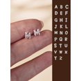thumbnail image 1 of 1pair Fashion Sterling Silver Cubic Zirconia Letter Decor Stud Earrings For Women For Daily Decoration, 1 of 4