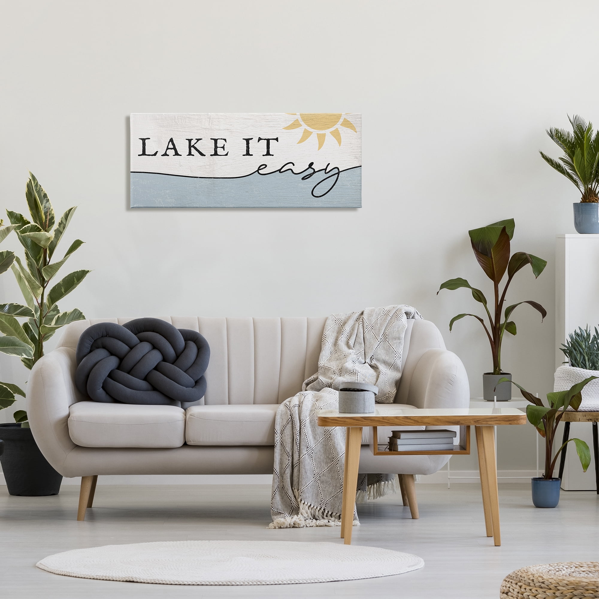 Stupell Industries Nautical Pun Lake It Easy Phrase Sunny Water Graphic Art Gallery-Wrapped Canvas Print Wall Art, 17x40, by Daphne Polselli
