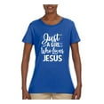 thumbnail image 2 of Wild Bobby Just A Girl Who Loves Jesus Inspirational/Christian Women Graphic Tee, Royal, X-Large, 2 of 5