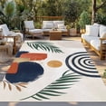 thumbnail image 2 of Boho Outdoor Rug for Patio/Deck/Porch, Non-Slip Large Area Rug 5 x 7 Ft, Middle Century Leaves Bohemia Minimalist Abstract Art Beige Indoor Outdoor Rugs Washable Area Rugs, Camping Rug Carpet Runner, 2 of 8