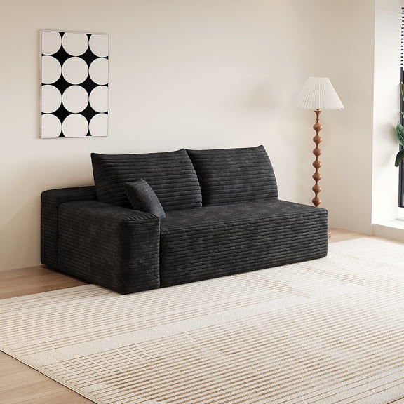 YWEN Boneless Sofa 2-Seater Cloud Couches, Modular Corduroy Upholstered Couch with Deep Seat for Living Rooms, Apartments, Bedrooms, No Assembly