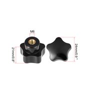 Uxcell M6 Female Thread 24mm Head Brass Insert Star Knobs Black 2 Pack